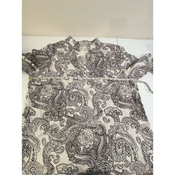 Lucy & Laurel linen blouse 3/4 sleeve black and white 2X - Picture 3 of 5